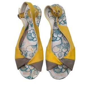 Fly London Sandals Womens US 8 Multicolor Genuine Leather Back Strap Casual Wear